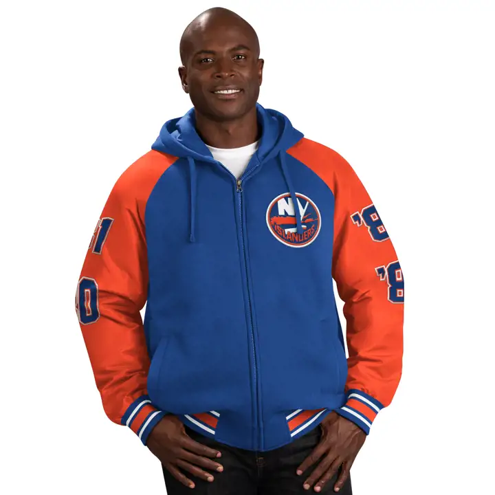 Veste Universitaire à Capuche Bleue de Défenseur des Islanders de New York LNH
