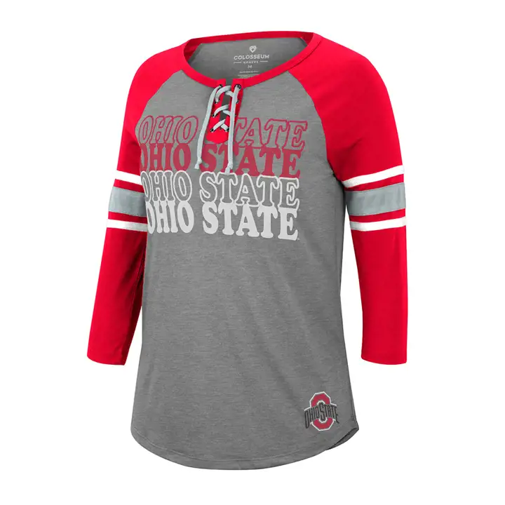 Haut à lacets pour femme Ohio State Buckeyes NCAA 22 gris/rouge