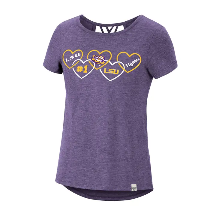 T-shirt à fines bretelles L.S.U. NCAA Girls Love to Laugh 22 violet