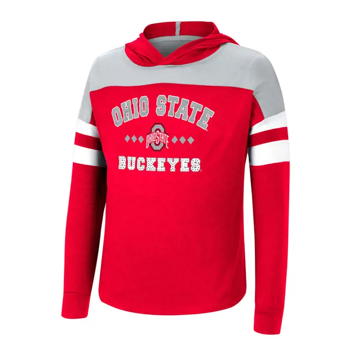 T-shirt à capuche à manches longues pour fille NCAA Jolly Holiday Buckeyes de l'Ohio State