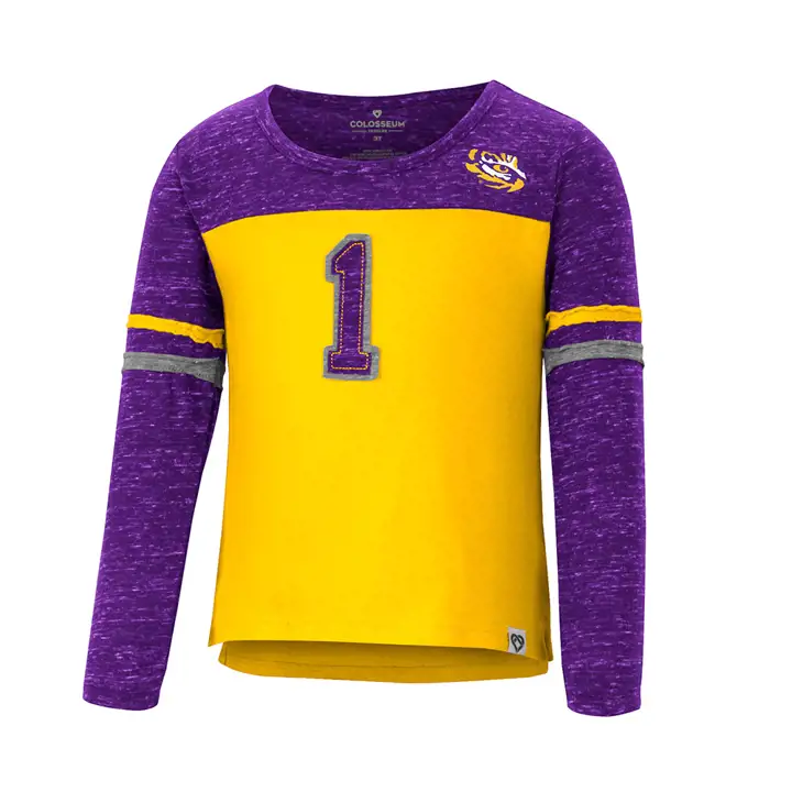 T-shirt à manches longues L.S.U. NCAA Mary pour filles (tout-petits) 22 violet