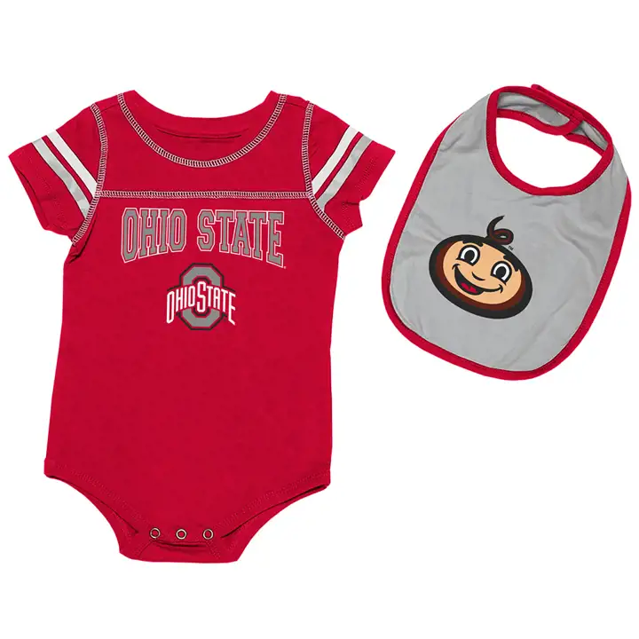 Barboteuse et bavoir pour bébé Ohio State Buckeyes NCAA en chocolat 2