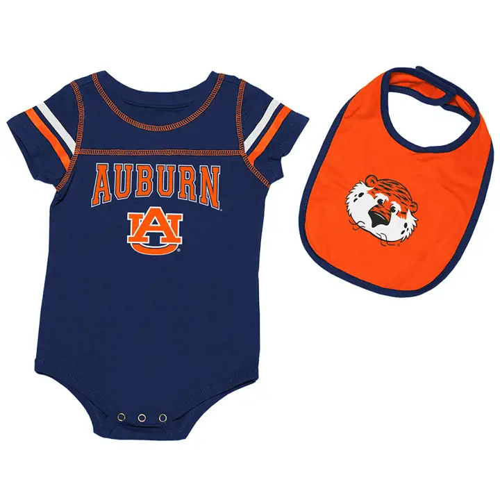Grenouillère et bavoir Auburn Tigers NCAA pour bébé 22 Navy