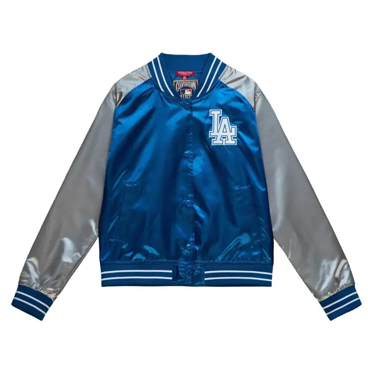 Los Angeles Dodgers MLB Blouson bombardier en satin pour femme BLEU