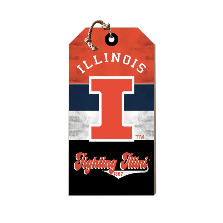 Étiquette à suspendre Illinois Fighting Illini - Petit format - Logo rétro AST