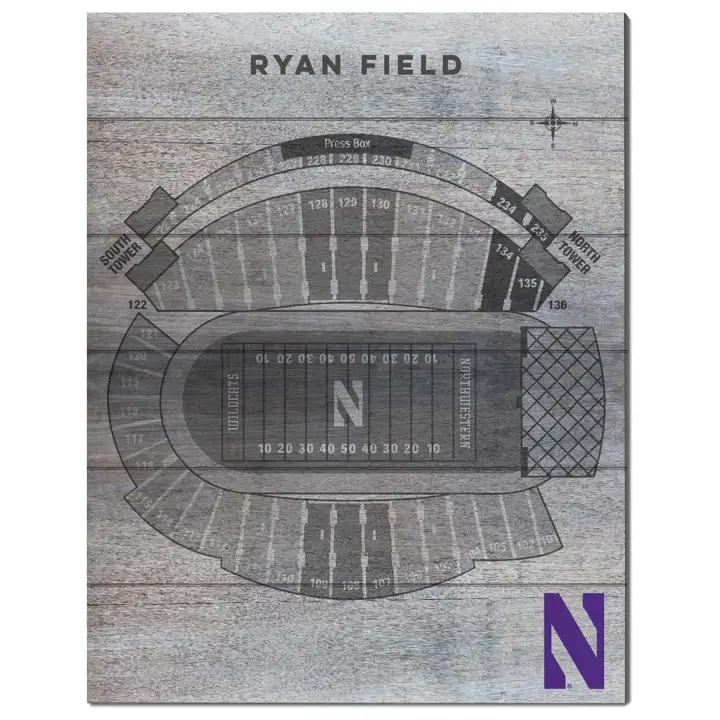 Plan des sièges du stade 16x20 des Northwestern Wildcats AST