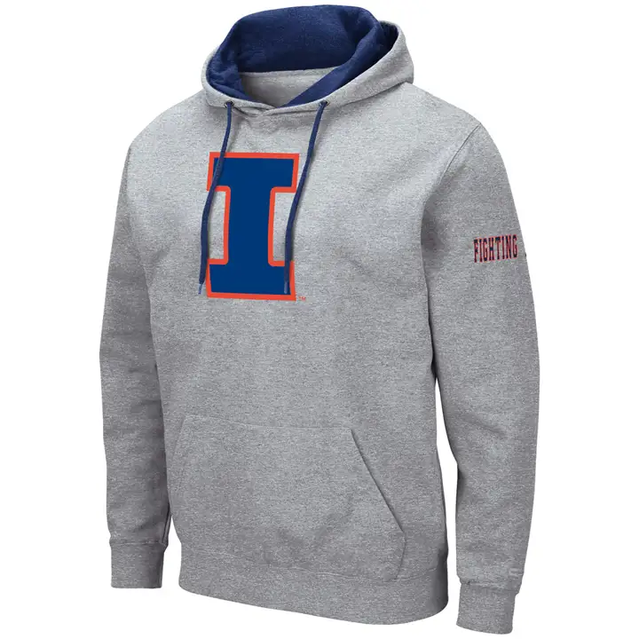 Sweat à capuche Illinois Fighting Illini 2F NCAA Grand Logo gris clair