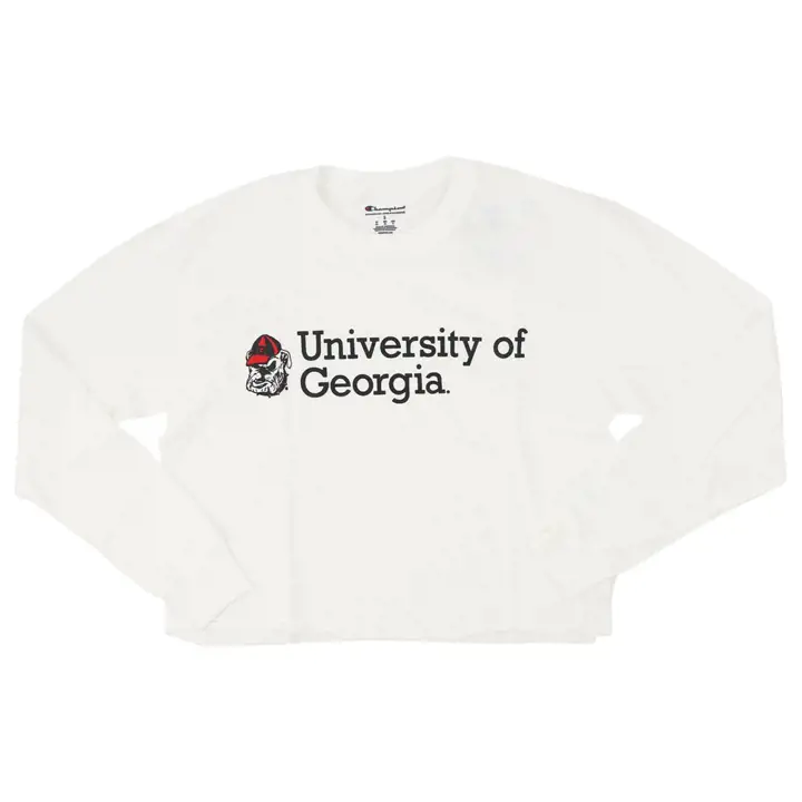 T-shirt court à manches longues noir Georgia Bulldogs NCAA pour femme, coupe boyfriend