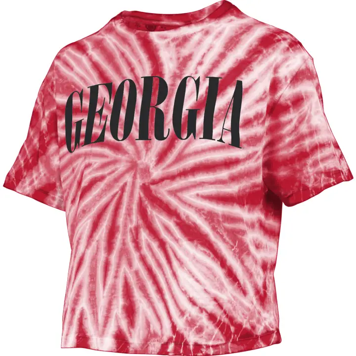 T-shirt court tie-dye femme NCAA Georgia Bulldogs 22 ROUGE