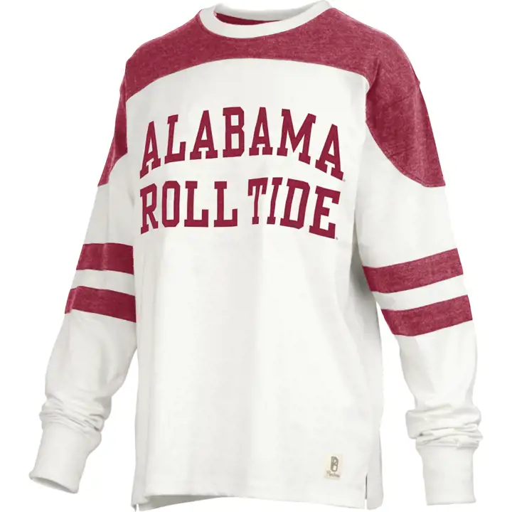 T-shirt à manches longues demi-arrière NCAA pour femme Alabama Crimson Tide 22 WHT