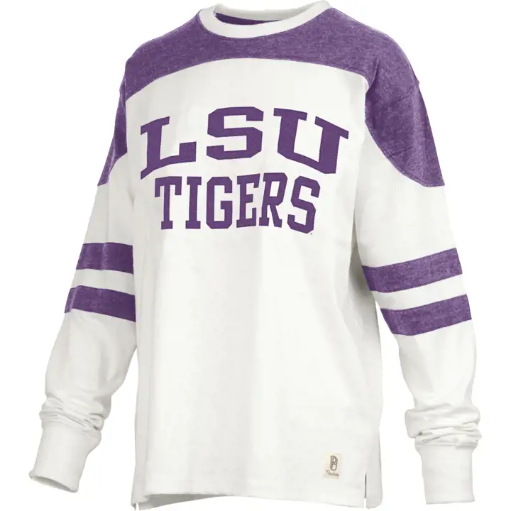 T-shirt demi-dos femme L.S.U. NCAA manches longues 22 BLANC/VIOLET