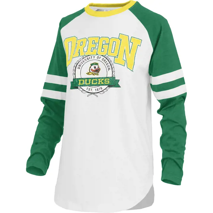 T-shirt à manches longues NCAA Oregon Ducks pour femme Brooking 22 BLC/VR/N