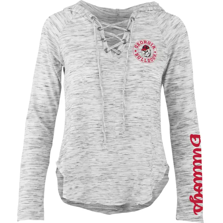 T-shirt à capuche à manches longues Georgia Bulldogs NCAA pour femme - Kate 22 GRY