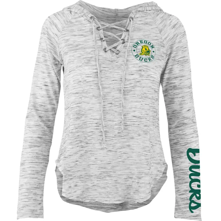 T-shirt à capuchon et manches longues Oregon Ducks NCAA pour femme – Kate – 22 GRY