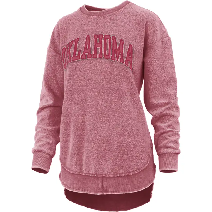 Sweat-shirt polaire délavé vintage NCAA Sooners de l'Oklahoma pour femme