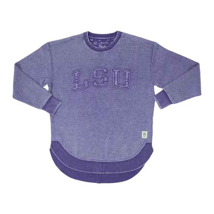 L.S.U. Sweat-shirt en molleton lavé vintage pour femmes NCAA VIOLET