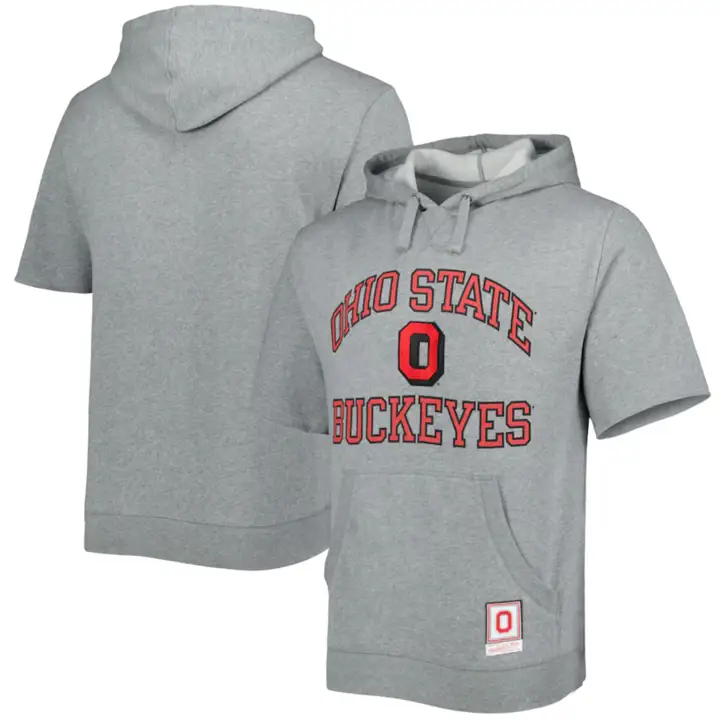Ohio State Buckeyes NCAA Sweat à capuche molletonné à manches courtes - Gris