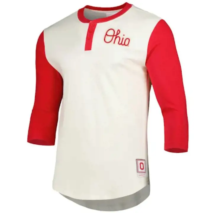 Henley iconne NCAA Ohio State Buckeyes ivoire/rouge