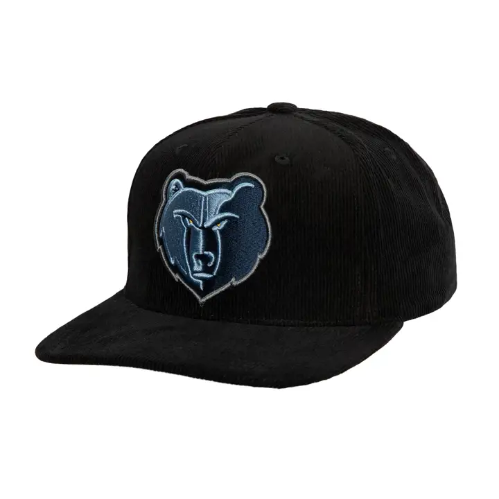 Casquette snapback Memphis Grizzlies NBA noire en velours côtelé noir/noir/bleu ciel