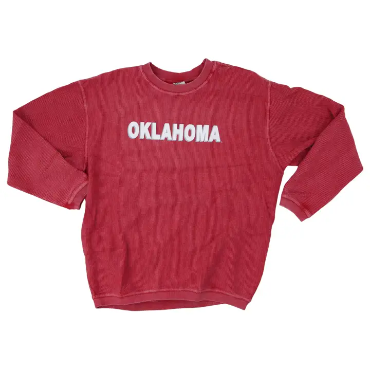 Sweat-shirt côtelé Oklahoma Sooners NCAA pour femme - ÉCARLATE