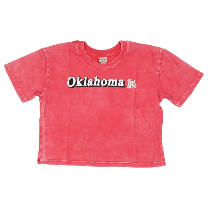 T-shirt court à délavage minéral NCAA pour femme Oklahoma Sooners C