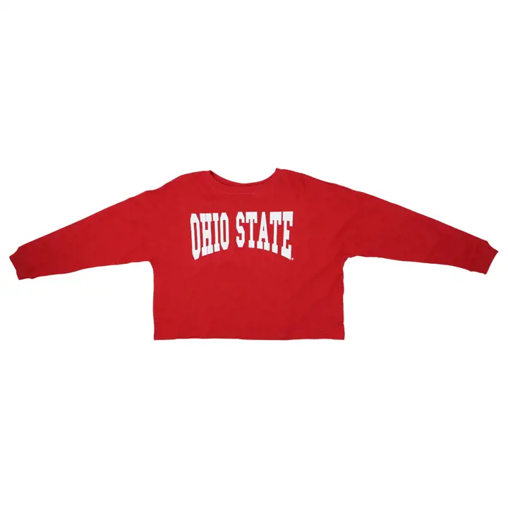 T-shirt ample à manches longues femme NCAA Buckeyes de l'Ohio State ROUGE