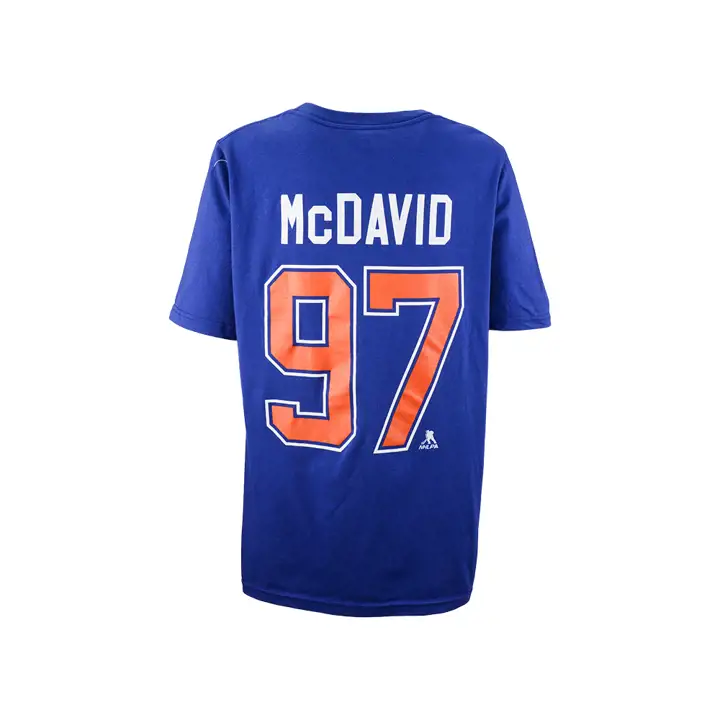 T-Shirt Jeune Joueur NHL Oilers Connor McDavid bleu