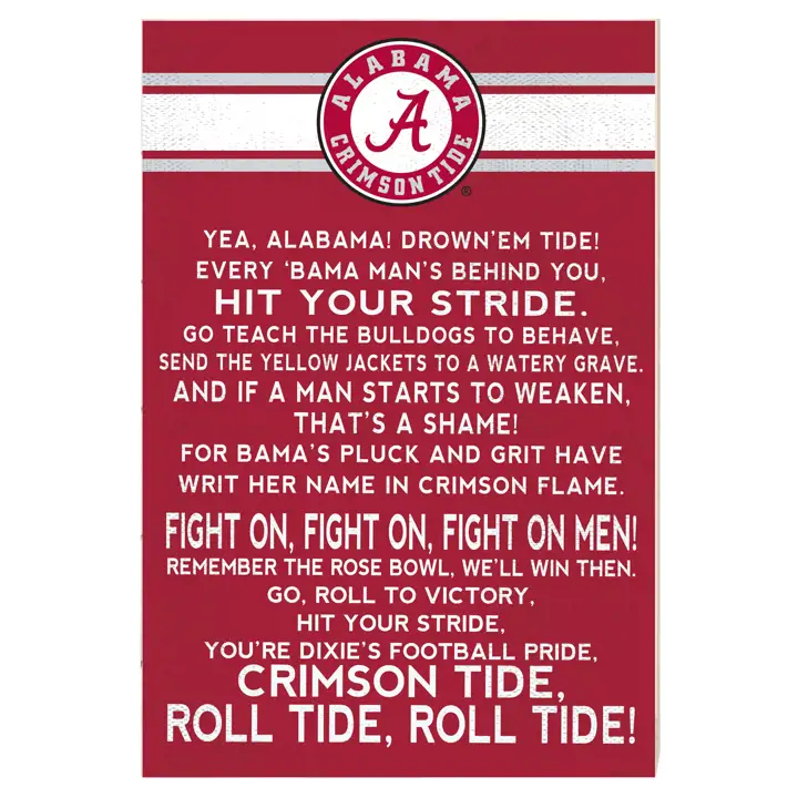 Panneau du chant de combat du Crimson Tide de l'Alabama