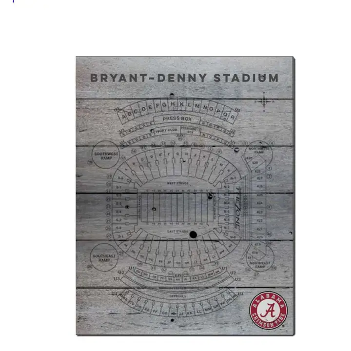 Tableau des sièges du stade Alabama Crimson Tide 16x20 ast