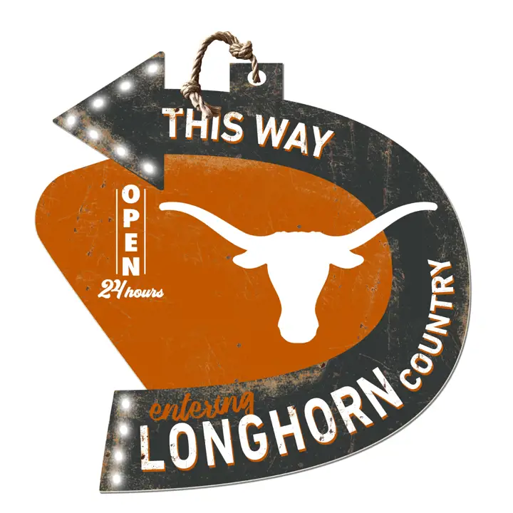 Panneau fléché des Texas Longhorns - Esprit d'équipe "Country"