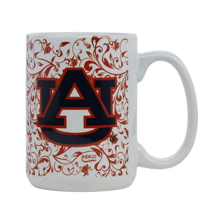 Tasse à café Auburn Tigers 15 oz, motif floral
