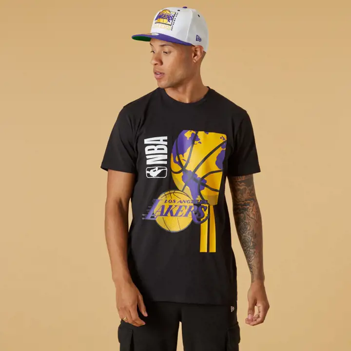 T-SHIRT GRAPHIQUE NBA GLOBE LOS ANGELES LAKERS noir