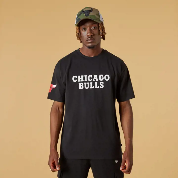T-SHIRT IMPRIMÉ WORDMARK LAVÉ NBA CHICAGO BULLS NOIR