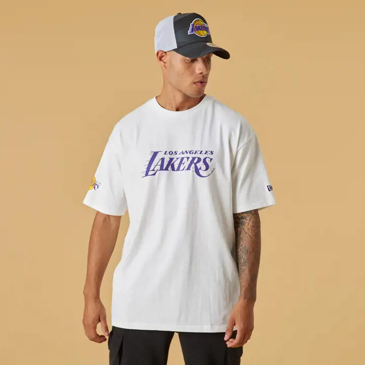 T-shirt LOS ANGELES LAKERS NBA IMPRIMÉ EFFET DÉLAVÉ BLANC