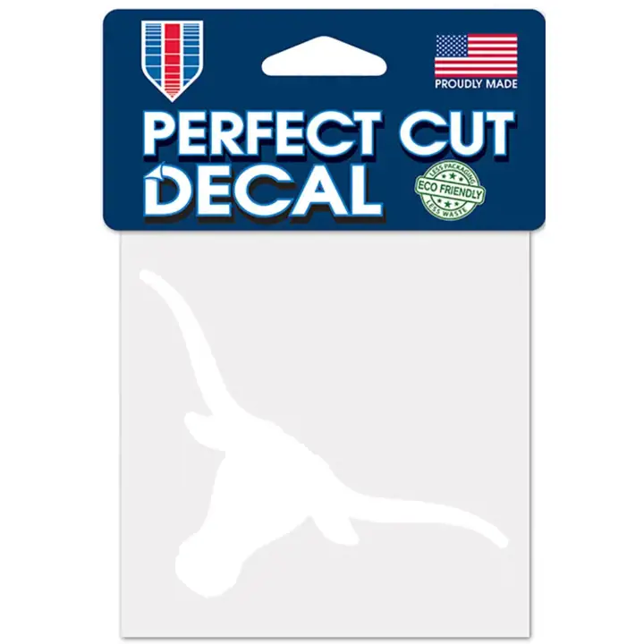 Autocollant découpé Texas Longhorns 4x4 - Blanc Wincraft ast