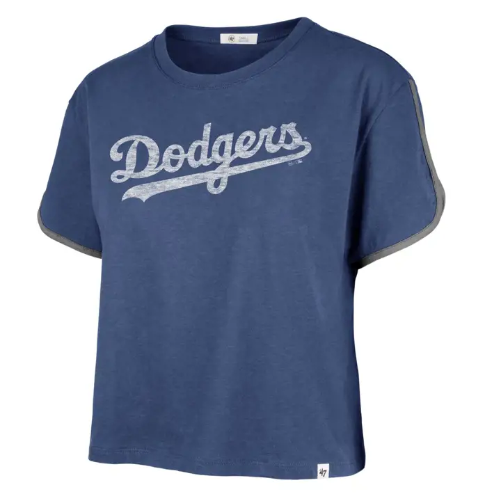 T-shirt court à ourlet dauphin MLB Los Angeles Dodgers pour femme 23 bleu