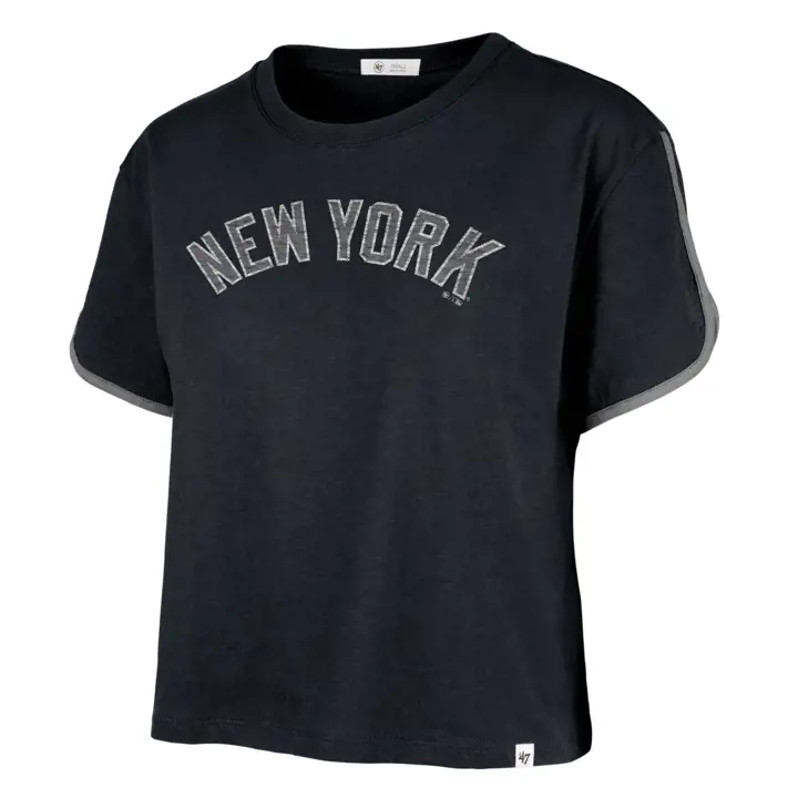 T-shirt court à ourlet dauphin MLB New York Yankees pour femme 23 bleu