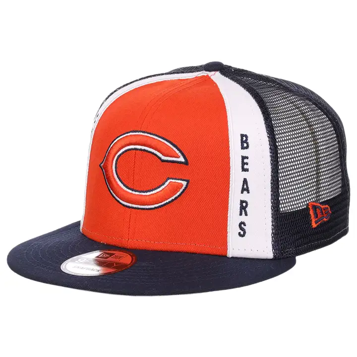 Casquette trucker NFL Chicago Bears 9FIFTY à filet vertical, orange et marine
