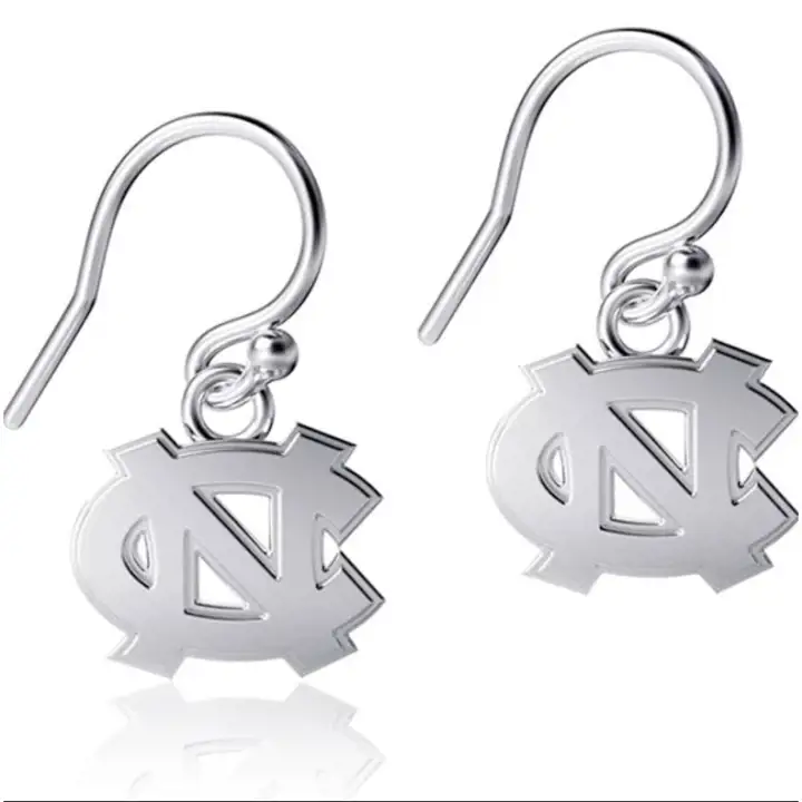 Boucles d'oreilles pendantes Tar Heels de la Caroline du Nord - Argent