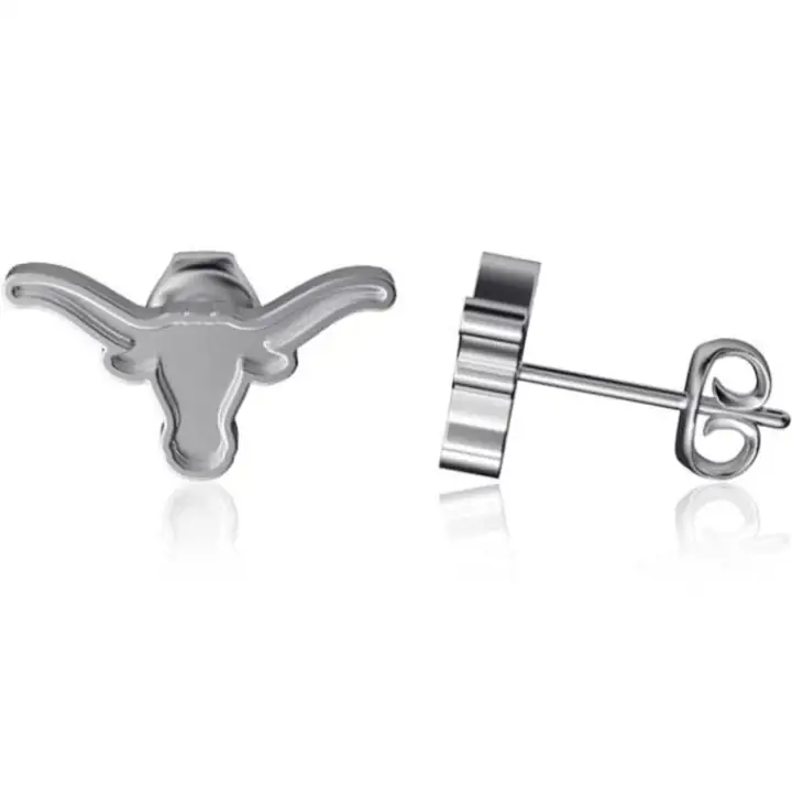 Boucles d'oreilles clous Texas Longhorns - Argent