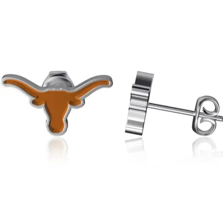 Boucles d'oreilles clous Texas Longhorns - Émail
