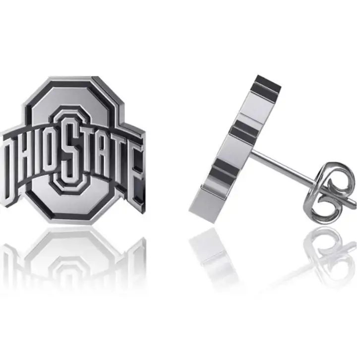 Boucles d'oreilles pendantes Buckeyes de l'Ohio State - Argent