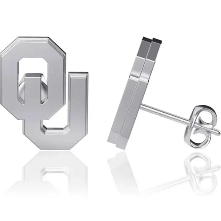 Boucles d'oreilles clous Oklahoma Sooners - Argent ast