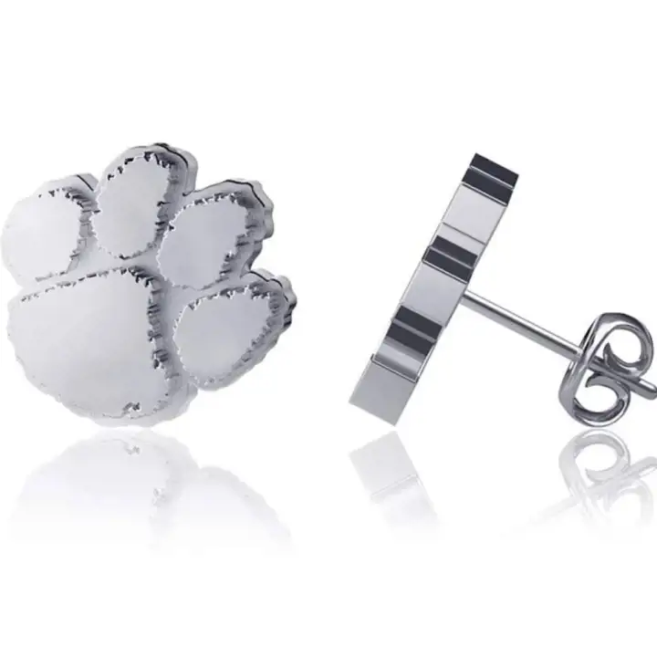 Boucles d'oreilles clous Clemson Tigers - Argent ast