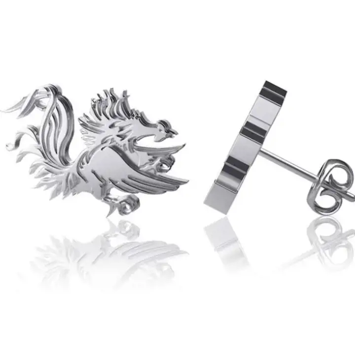 Boucles d'oreilles pendantes South Carolina Gamecocks - Argent ast