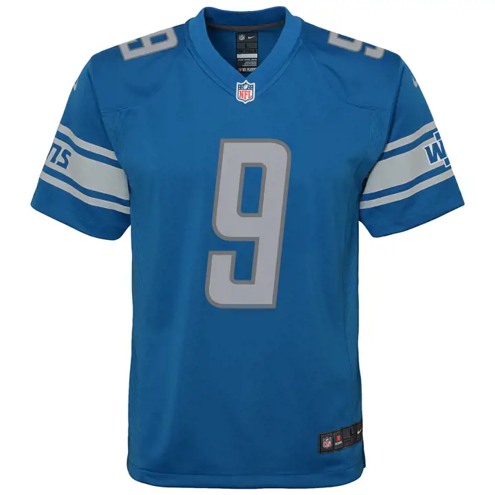 Maillot de match jeune LIONS NFL Jameson Williams BLEU