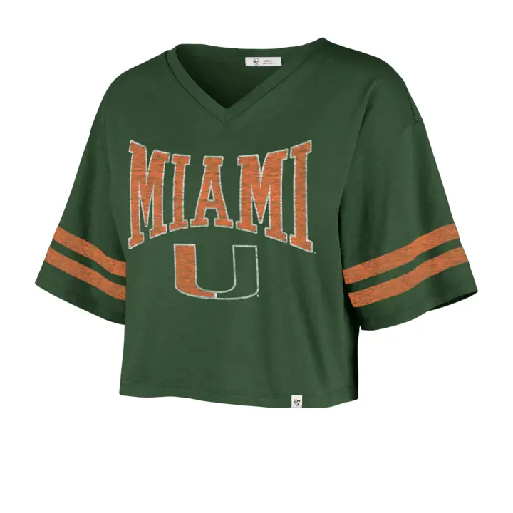 T-shirt court Fanfare pour femme NCAA Miami Hurricanes 22 GRN