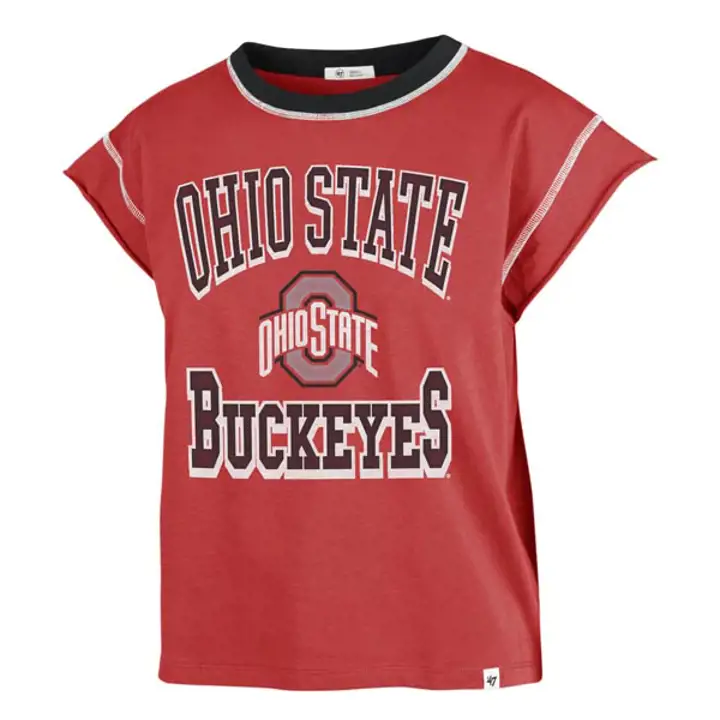 T-shirt rouge Ohio State Buckeyes NCAA pour femme, motif « Sound Up Maya »