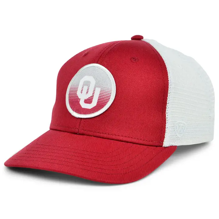 Oklahoma Sooners NCAA Patch cercle rayé casquette trucker crim/wht