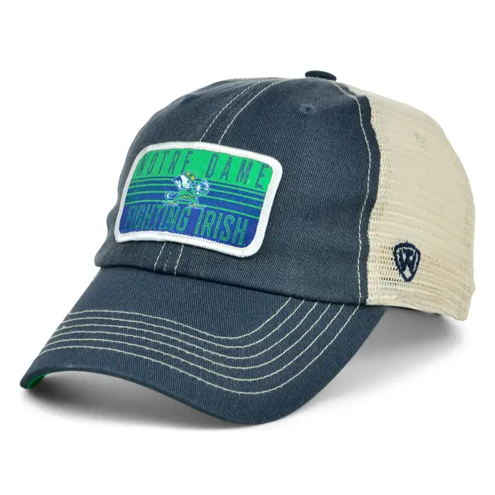 Casquette de camionneur sale en sergé avec écusson NCAA Fighting Irish de Notre Dame